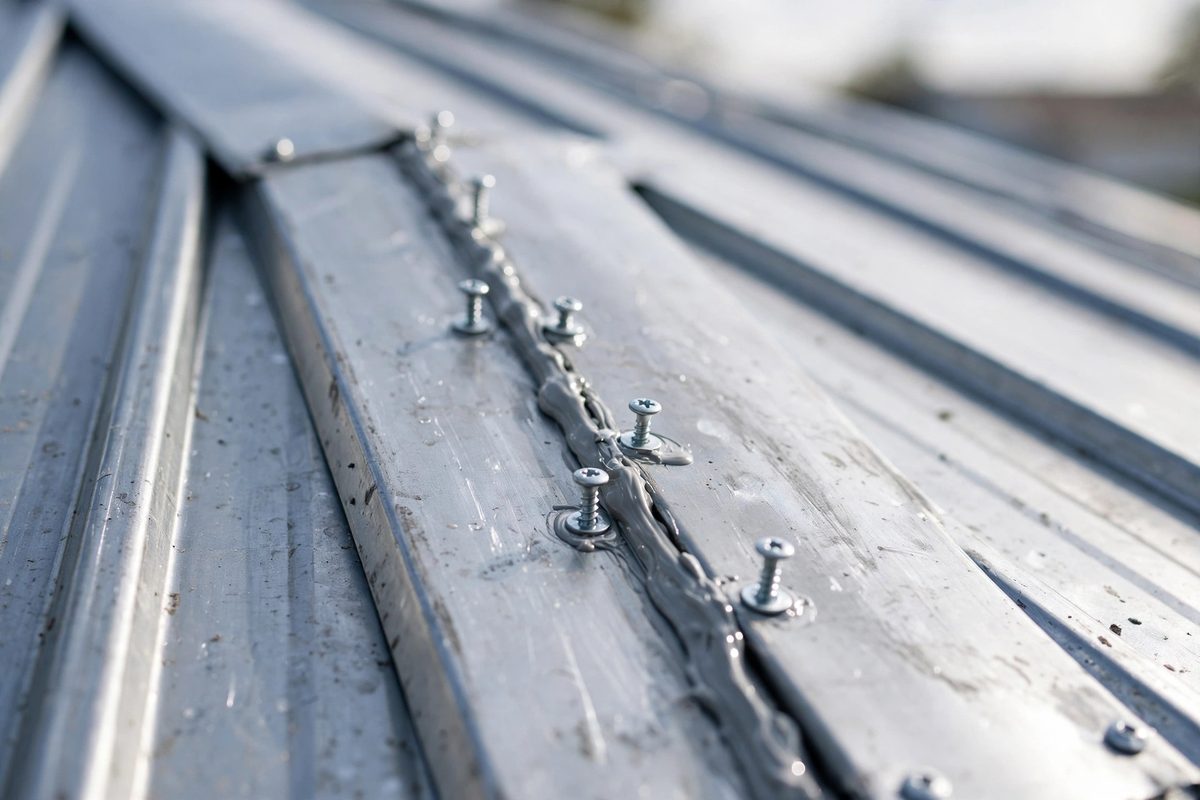 Standing seam metal roof with sealed seam after commercial metal roof repair