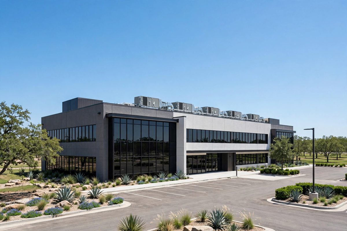 Commercial office building with rooftop units for hvac dallas service